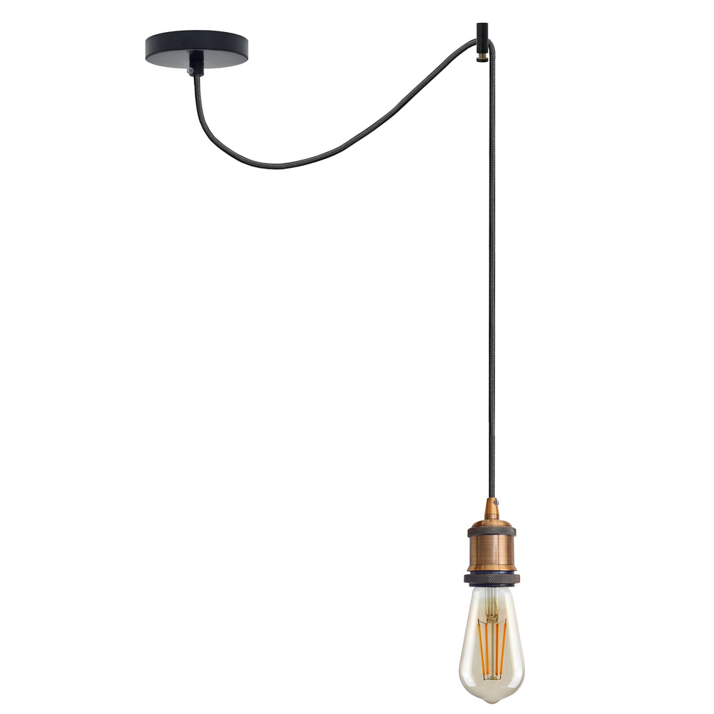 Adjustable Industrial Spider Ceiling Pendant, Long Fabric Cable with E27 Socket