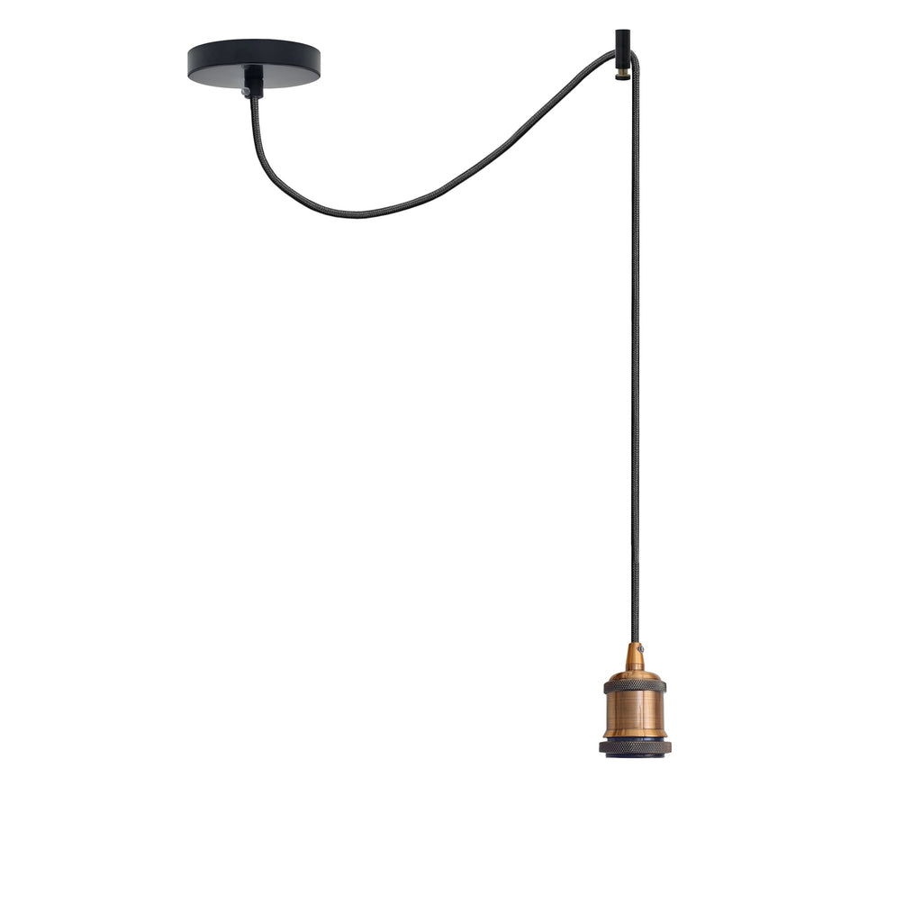 Adjustable Industrial Spider Ceiling Pendant, Long Fabric Cable with E27 Socket