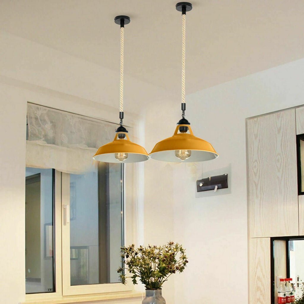 Rustic Industrial E27 Edison Hemp Rope Pendant Light Fixture Barn Home
